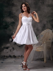 Mini-length White Stain Prom Dress With Bowknot Decorate Knee Length Sexy