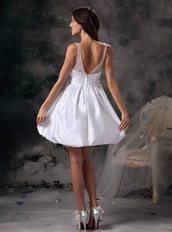 Mini-length White Stain Prom Dress With Bowknot Decorate Knee Length Sexy