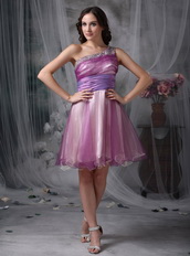 Lilac Prom Dress With One Shoulder Knee Length Skirt Knee Length Sexy