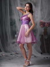 Lilac Prom Dress With One Shoulder Knee Length Skirt Knee Length Sexy