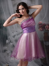 Lilac Prom Dress With One Shoulder Knee Length Skirt Knee Length Sexy