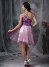 Lilac Prom Dress With One Shoulder Knee Length Skirt Knee Length Sexy