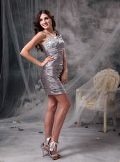 One Shoulder Dark Grey Mini Prom Dress For Sale Knee Length Sexy