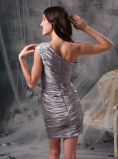 One Shoulder Dark Grey Mini Prom Dress For Sale Knee Length Sexy