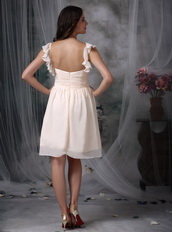 V-neck Open Back Cream Short Prom Dress For Discount Knee Length Sexy