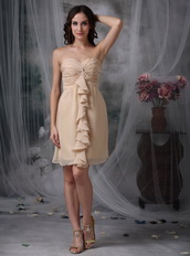 Champagne Ruched Short Prom Dress With Draping Knee Length Sexy