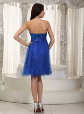 Sequin and Net Royal Blue Short Prom Dress With Bowknot Knee Length Sexy