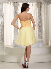 Light Yellow Strapless Cheap Prom Dress Short A-Line Skirt Knee Length Sexy