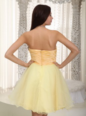 Light Yellow Strapless Cheap Prom Dress Short A-Line Skirt Knee Length Sexy