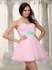Baby Pink Lovely Prom Dress With Butterfly Appliques Design Knee Length Sexy