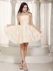 Champagne A-line Strapless Short Prom Dress Lovely Girl Knee Length Sexy