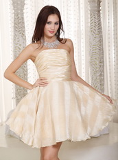 Champagne A-line Strapless Short Prom Dress Lovely Girl Knee Length Sexy