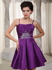 Purple Beading Decorate Spaghetti Straps Prom Dresses Mini Knee Length Sexy