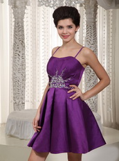 Purple Beading Decorate Spaghetti Straps Prom Dresses Mini Knee Length Sexy