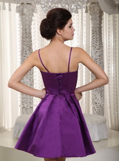 Purple Beading Decorate Spaghetti Straps Prom Dresses Mini Knee Length Sexy