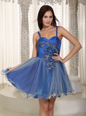 Sexy Blue Spaghetti Straps Short Prom Dress For Sale Knee Length Sexy