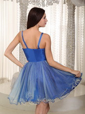 Sexy Blue Spaghetti Straps Short Prom Dress For Sale Knee Length Sexy