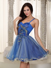 Sexy Blue Spaghetti Straps Short Prom Dress For Sale Knee Length Sexy