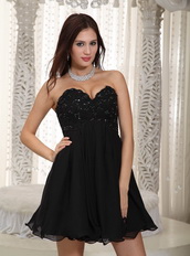 Beaded Little Black Prom Dress A Line LBD For Cheap Knee Length Sexy
