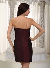 Burgundy Strapless Short Taffeta Prom Dress With Crystals Knee Length Sexy