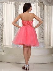 Watermelon Organza Short Skirt Sweetheart Neck Prom Dress Knee Length Sexy
