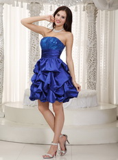 Strapless Royal Blue Taffeta And Sequin Prom Dress Short Knee Length Sexy