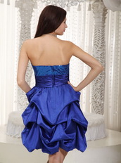 Strapless Royal Blue Taffeta And Sequin Prom Dress Short Knee Length Sexy