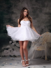 Sweetheart Mini-length White Organza Women Short Prom Dress Knee Length Sexy