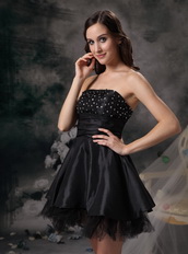 Black A-line Strapless Short Dress For Prom Party 2014 Knee Length Sexy