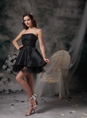 Black A-line Strapless Short Dress For Prom Party 2014 Knee Length Sexy