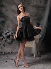 Black A-line Strapless Short Dress For Prom Party 2014 Knee Length Sexy