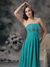 Empire Strapless Knee-length Turquoise Chiffon Prom Dress Knee Length Sexy