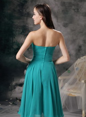 Empire Strapless Knee-length Turquoise Chiffon Prom Dress Knee Length Sexy