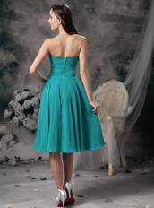 Empire Strapless Knee-length Turquoise Chiffon Prom Dress Knee Length Sexy