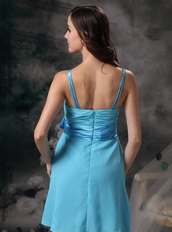 Aqua Blue Empire Spaghetti Straps Short Dress For Prom Knee Length Sexy