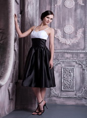 White and Black Spaghetti Straps Prom Dress With Corset Short Skirt Knee Length Sexy