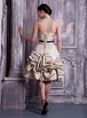 Champagne Halter Knee-length Bubble Prom Dress For Short Knee Length Sexy