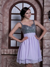 Lilac Spaghetti Straps Knee-length Dresses For Homecoming Knee Length Sexy