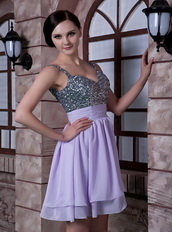 Lilac Spaghetti Straps Knee-length Dresses For Homecoming Knee Length Sexy