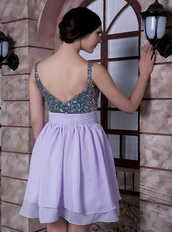 Lilac Spaghetti Straps Knee-length Dresses For Homecoming Knee Length Sexy