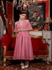 Old Rose Pink Halter Chiffon Tea-length Homecoming Dress Designer Knee Length Sexy