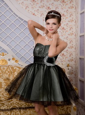 Black Pricess Mini-length Tulle Hand Made Flower Homecoming Dress Knee Length Sexy