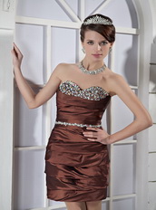 Layers Mini-length Taffeta Skirt Short Prom Dress With Colorful Diamonds Knee Length Sexy