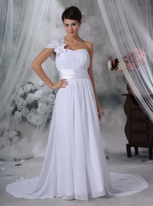 Elegant One Shoulder White Chiffon Wedding Dress Pregnant Pregnant