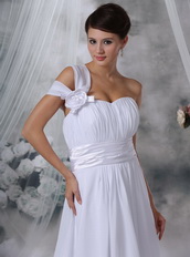 Elegant One Shoulder White Chiffon Wedding Dress Pregnant Pregnant