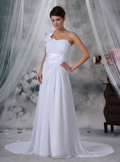 Elegant One Shoulder White Chiffon Wedding Dress Pregnant Pregnant