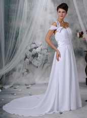 Elegant One Shoulder White Chiffon Wedding Dress Pregnant Pregnant