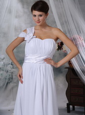 Elegant One Shoulder White Chiffon Wedding Dress Pregnant Pregnant