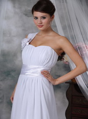 Elegant One Shoulder White Chiffon Wedding Dress Pregnant Pregnant