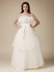 Strapless Cream Layers Maternity Wedding Dress Fashional Pregnant